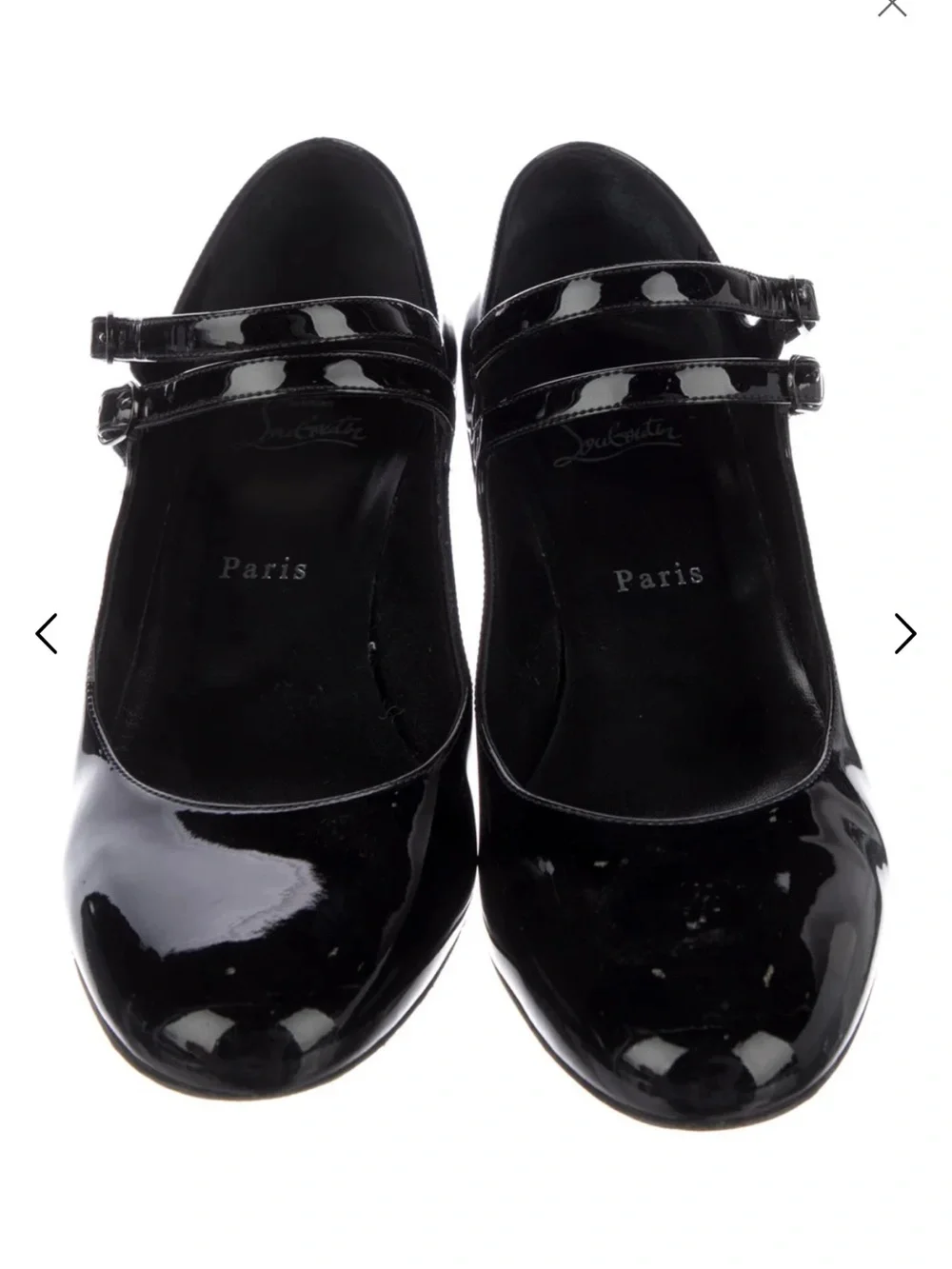 Miss Jane Christian Louboutin black patent mary Jane heels 9.5